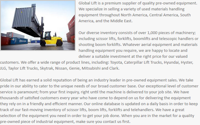 Global Lift Equipment Rialto